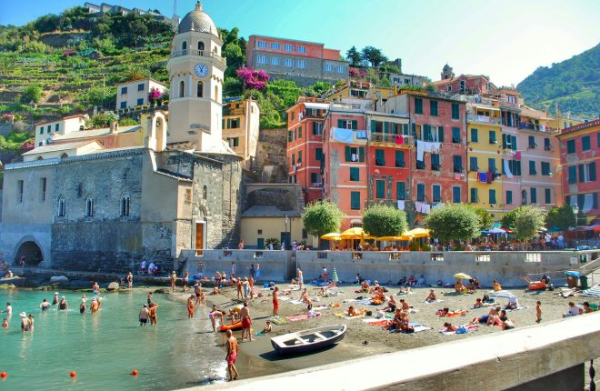 Beach in Vernazza, cinque terre, Italy