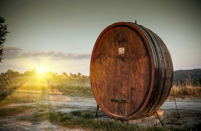 Chianti in wooden vat, Siena, Valle Orcia, Tuscany, Italy